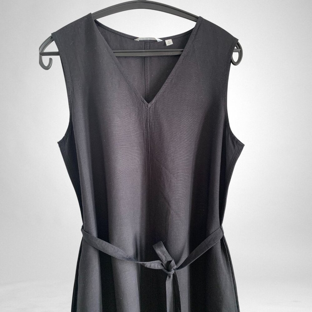 Uniqlo Maxi Linen Blend Black Dress, Size M - Picture 2 of 7